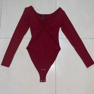 Women’s Knot Cleavage Long Sleeve Bodysuit
